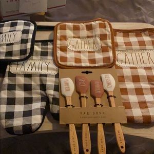Rae Dunn potholders and spatulas
